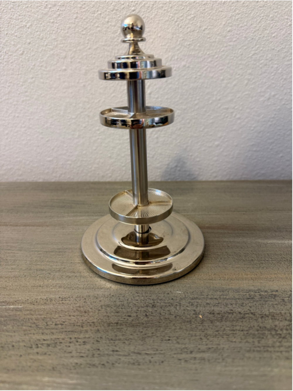 Vintage Chrome Revolving Multi Tier Card Photo Holder Carousel Display Stand 6.5